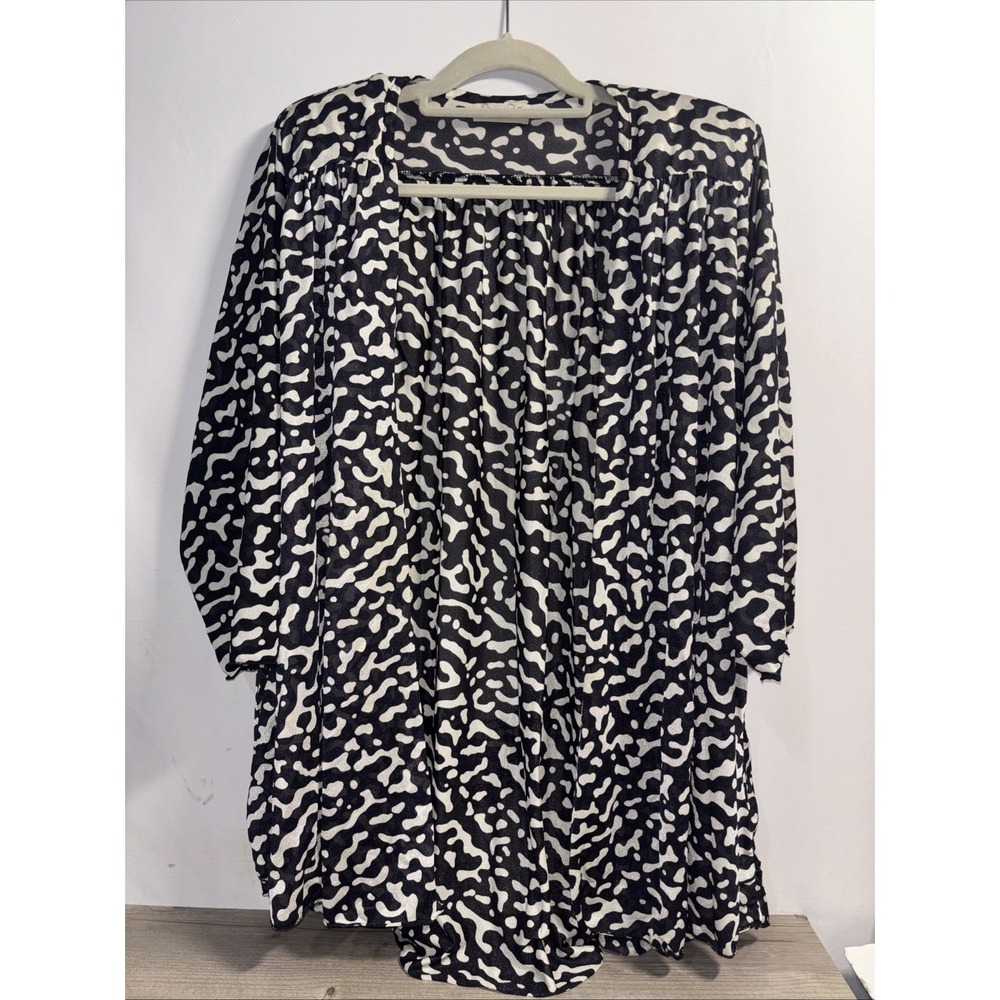 Oscar de la Renta Vintage Swim Cover Up S/M Black White Sheer Lightweight 90s